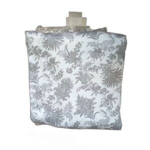 Raymond Waites gray white floral toile full flat sheet 100% cotton